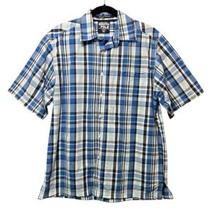South Pole Mens Blue Plaid Short Sleeve Button Up Shirt Medium Y2K Streetwear